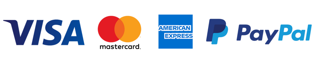 Visa, Mastercard, American Express, PayPal